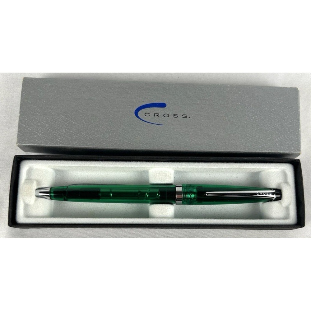 Vintage Cross Ballpoint Pen Translucent Green Silver With Box 102-22G